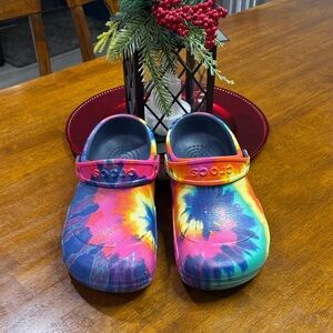 Colorful Tie-Dye Crocs Clogs